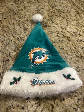 Miami Dolphins Teal Holiday Santa Hat